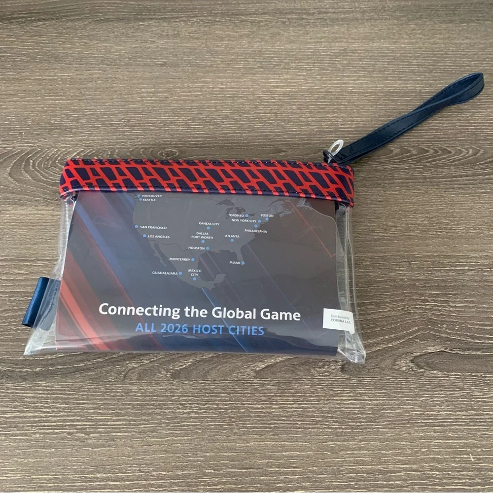 American Airlines FIFA Team USA World Cup Amenity Kit Clear Wristlet Bag Purse